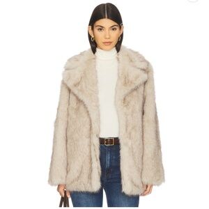 Steve Madden Women's Cream Faux Fur Coat